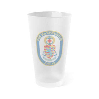 USS Halyburton FFG 40 (U.S. Navy) Frosted Pint Glass 16oz-Go Mug Yourself