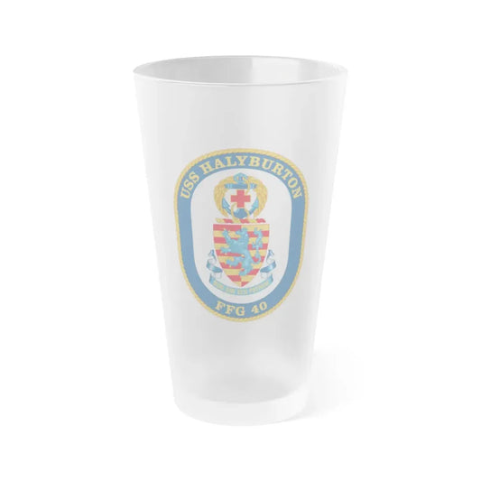 USS Halyburton FFG 40 (U.S. Navy) Frosted Pint Glass 16oz Default Title - Go Mug Yourself