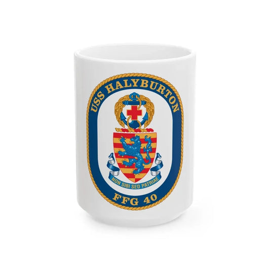 USS Halyburton FFG 40 (U.S. Navy) White Coffee Mug 15oz - Go Mug Yourself
