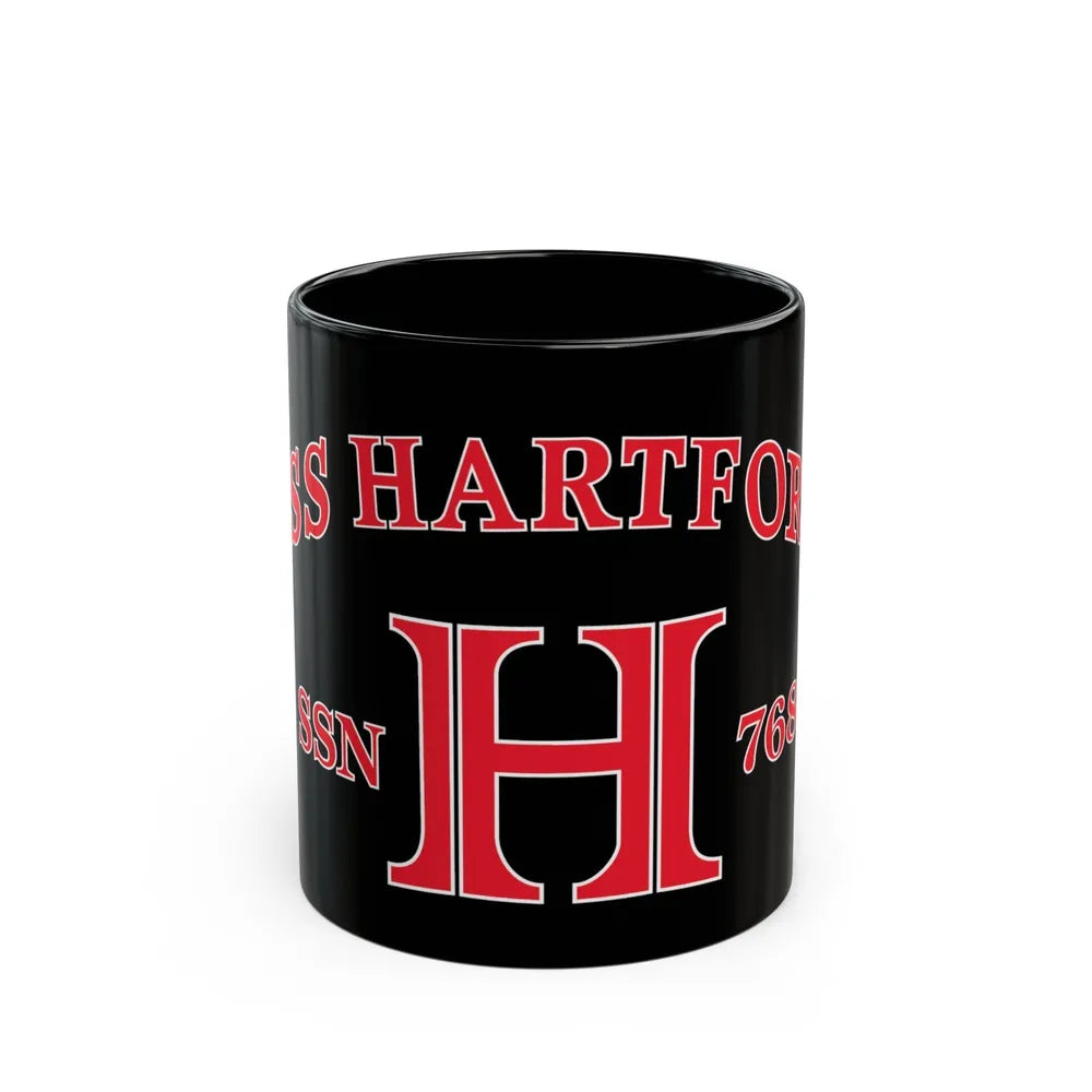 USS Hartford SSN 768 Flag (U.S. Navy) Black Coffee Mug-11oz-Go Mug Yourself