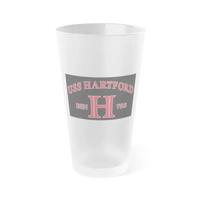 USS Hartford SSN 768 Flag (U.S. Navy) Frosted Pint Glass 16oz Default Title - Go Mug Yourself