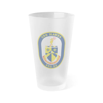 USS Hawes FFG 53 (U.S. Navy) Frosted Pint Glass 16oz-Go Mug Yourself