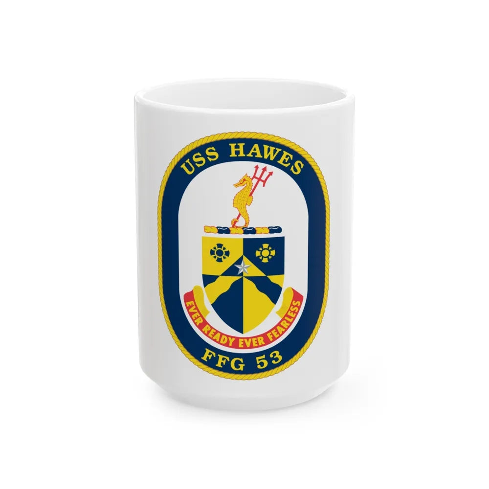 USS Hawes FFG 53 (U.S. Navy) White Coffee Mug-15oz-Go Mug Yourself