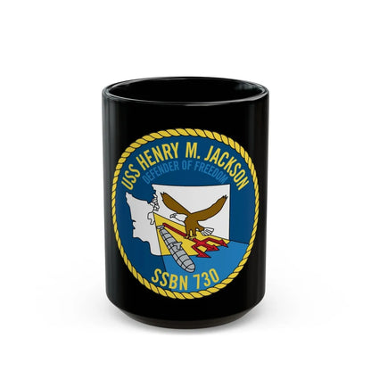 USS Henry M Jackson SSBN 730 (U.S. Navy) Black Coffee Mug-15oz-Go Mug Yourself