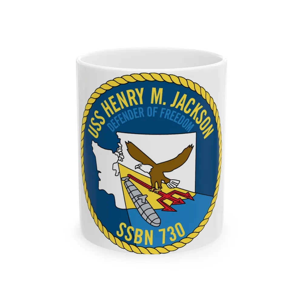 USS Henry M Jackson SSBN 730 (U.S. Navy) White Coffee Mug-11oz-Go Mug Yourself