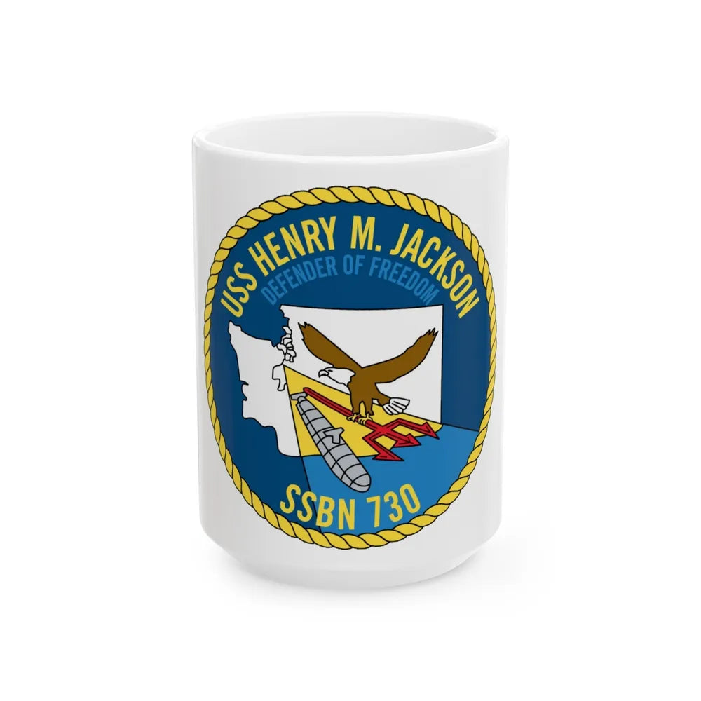 USS Henry M Jackson SSBN 730 (U.S. Navy) White Coffee Mug-15oz-Go Mug Yourself