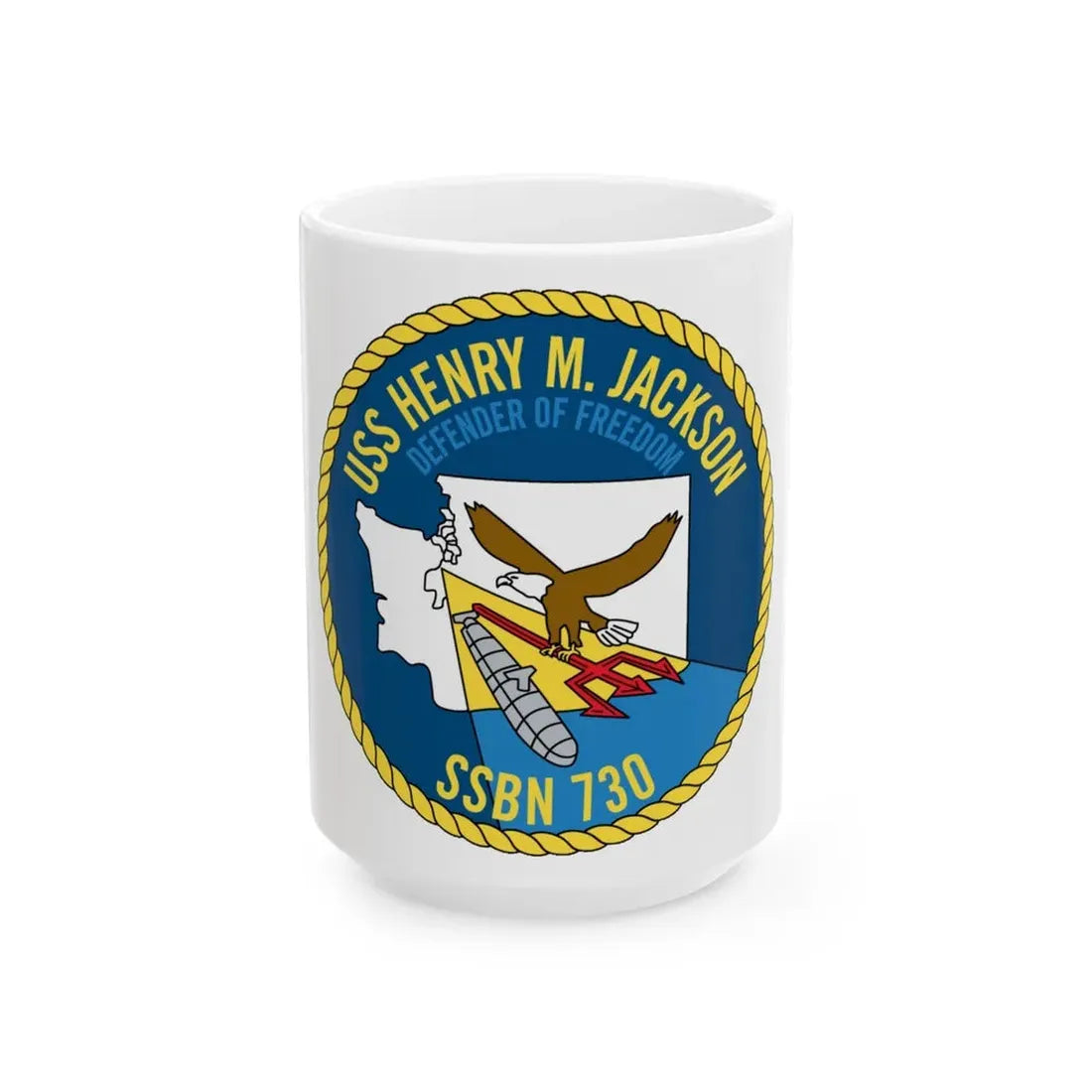 USS Henry M Jackson SSBN 730 (U.S. Navy) White Coffee Mug 15oz - Go Mug Yourself
