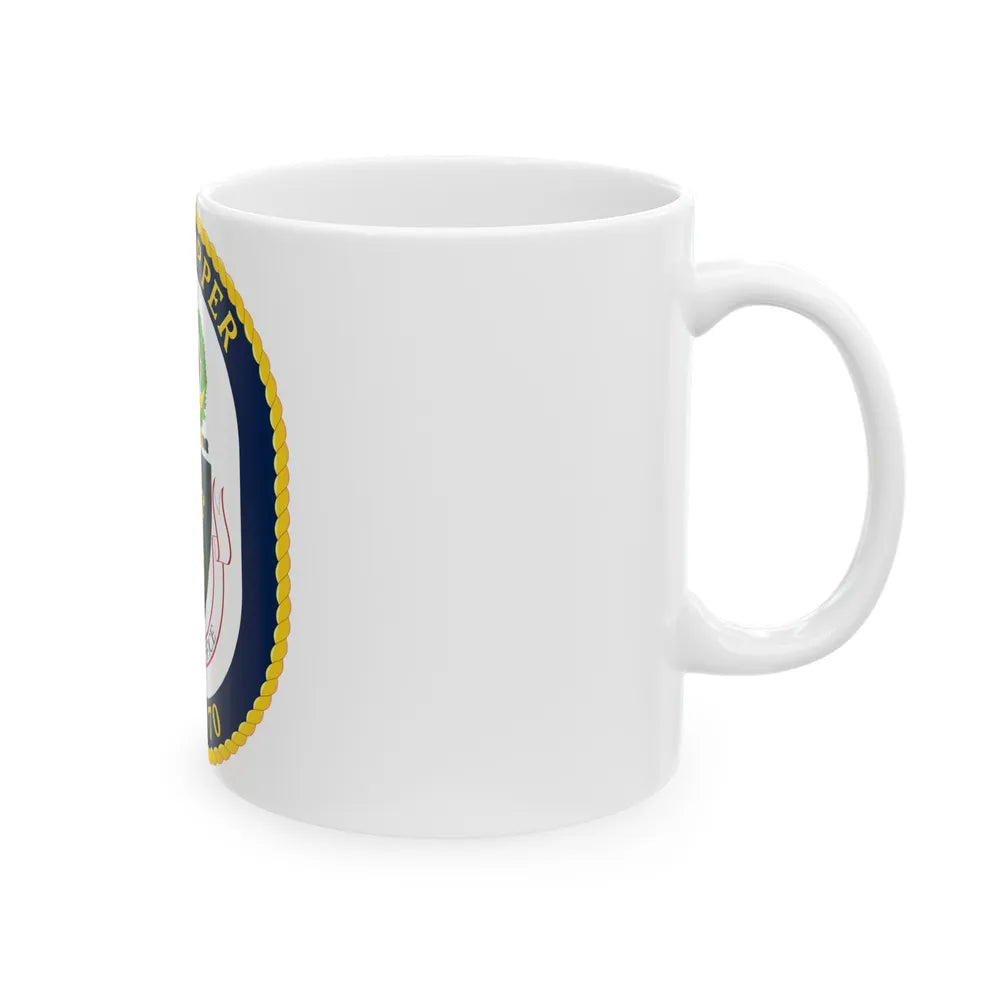 USS Hopper DDG 70 Crest (U.S. Navy) White Coffee Mug-Go Mug Yourself