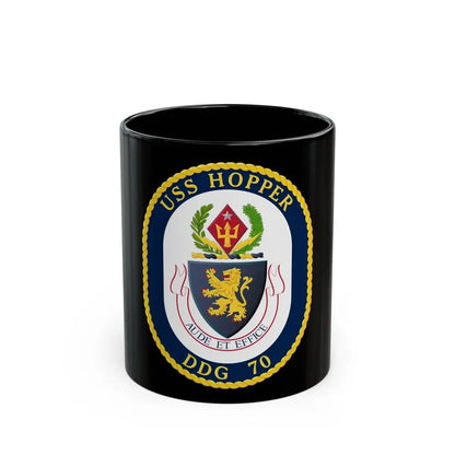 USS Hopper DDG 70 Crest (U.S. Navy) Black Coffee Mug 11oz - Go Mug Yourself