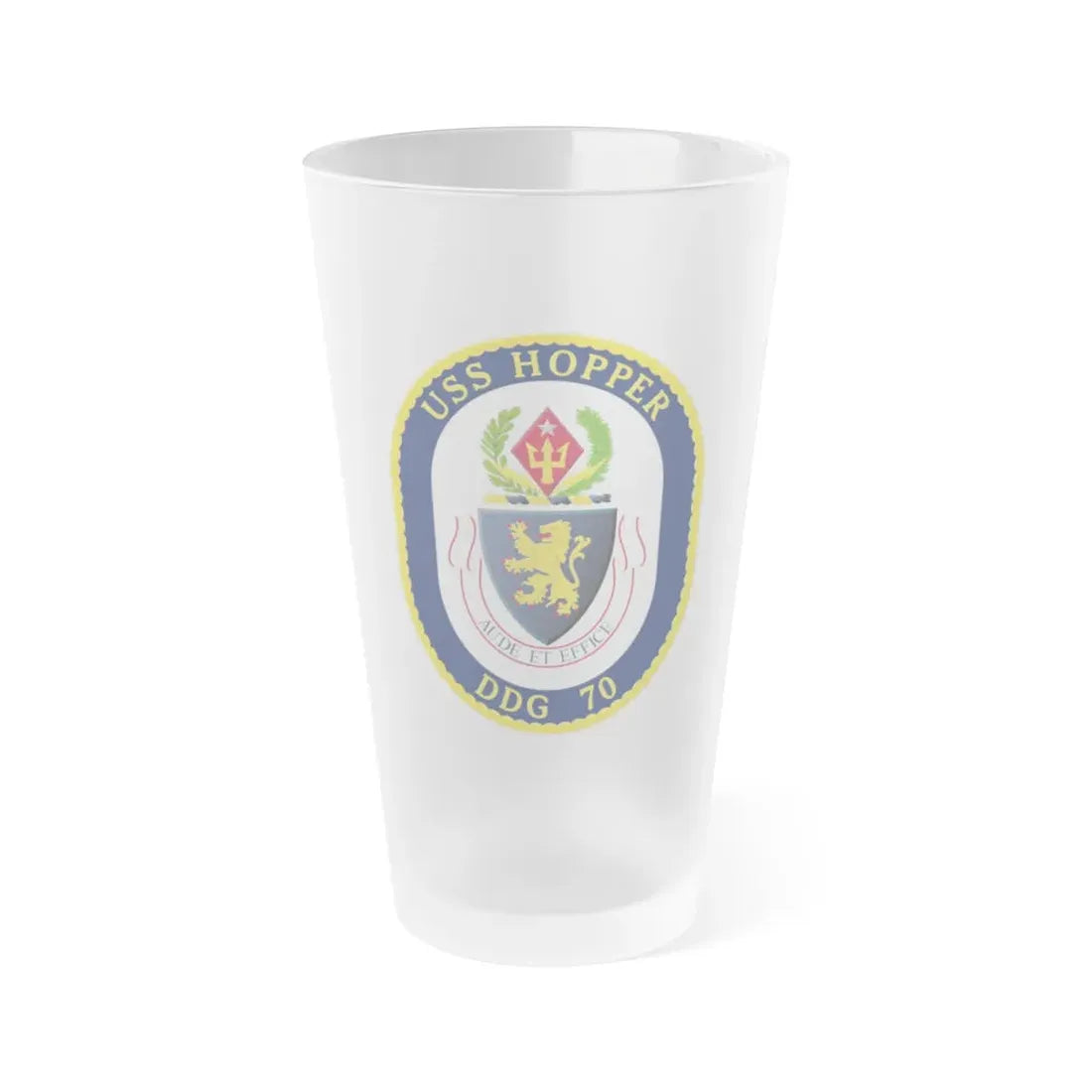 USS Hopper DDG 70 Crest (U.S. Navy) Frosted Pint Glass 16oz Default Title - Go Mug Yourself