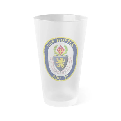 USS Hopper DDG 70 Crest (U.S. Navy) Frosted Pint Glass 16oz Default Title - Go Mug Yourself