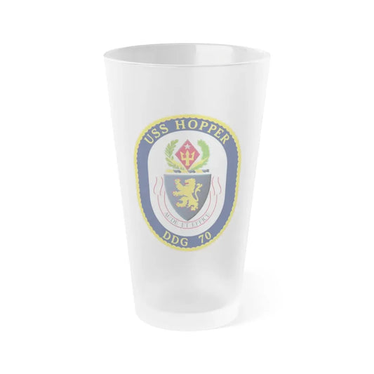 USS Hopper DDG 70 Crest (U.S. Navy) Frosted Pint Glass 16oz Default Title - Go Mug Yourself