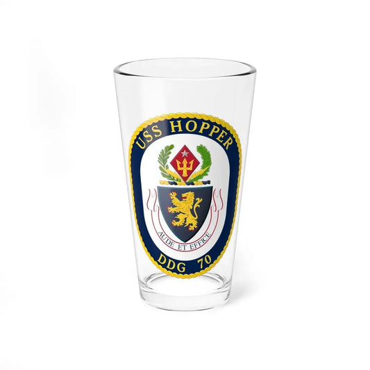 USS Hopper DDG 70 Crest (U.S. Navy) Pint Glass 16oz 16oz - Go Mug Yourself