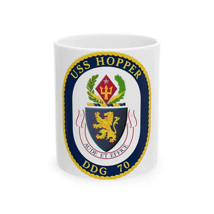USS Hopper DDG 70 Crest (U.S. Navy) White Coffee Mug 11oz - Go Mug Yourself