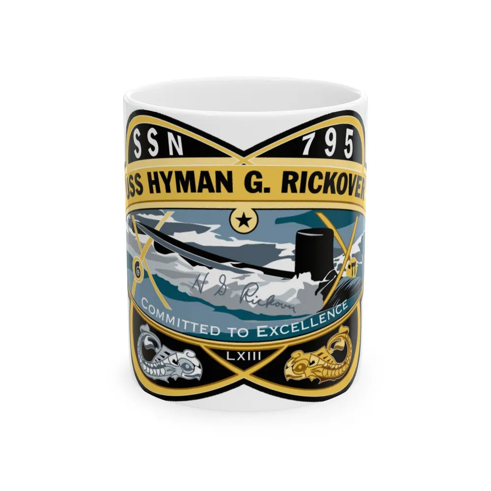 USS Hyman G Rickover SSN 795 (U.S. Navy) White Coffee Mug-11oz-Go Mug Yourself