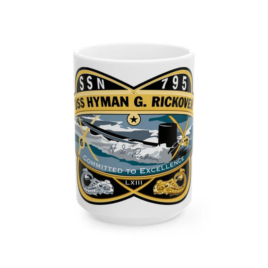 USS Hyman G Rickover SSN 795 (U.S. Navy) White Coffee Mug-15oz-Go Mug Yourself