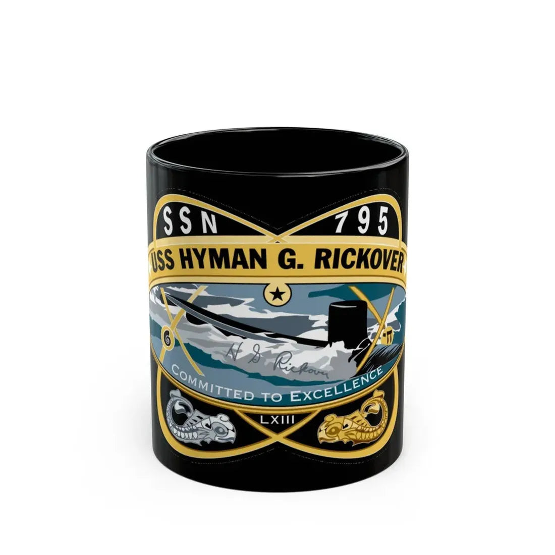 USS Hyman G Rickover SSN 795 (U.S. Navy) Black Coffee Mug 11oz - Go Mug Yourself