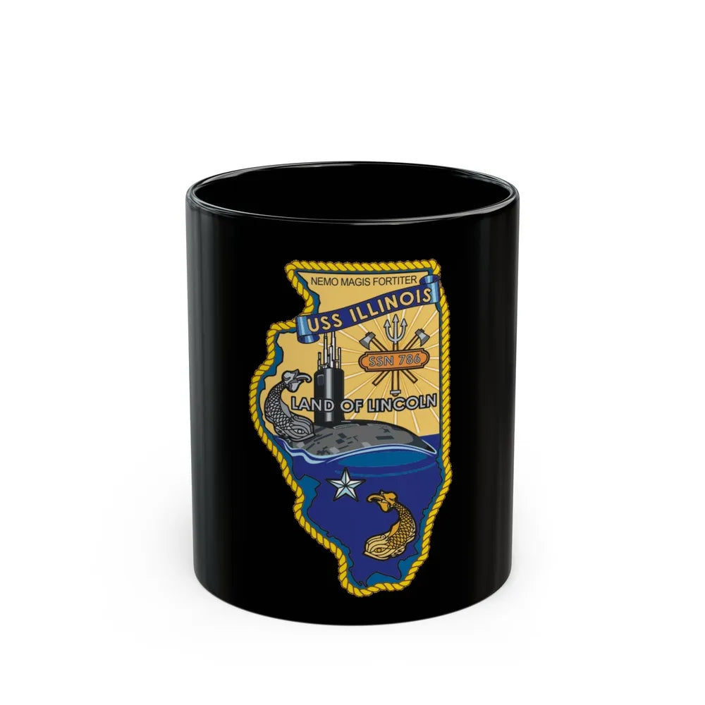 USS Illinois SSN 786 v2 (U.S. Navy) Black Coffee Mug-11oz-Go Mug Yourself