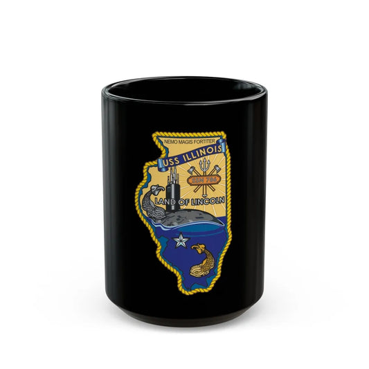 USS Illinois SSN 786 v2 (U.S. Navy) Black Coffee Mug-15oz-Go Mug Yourself