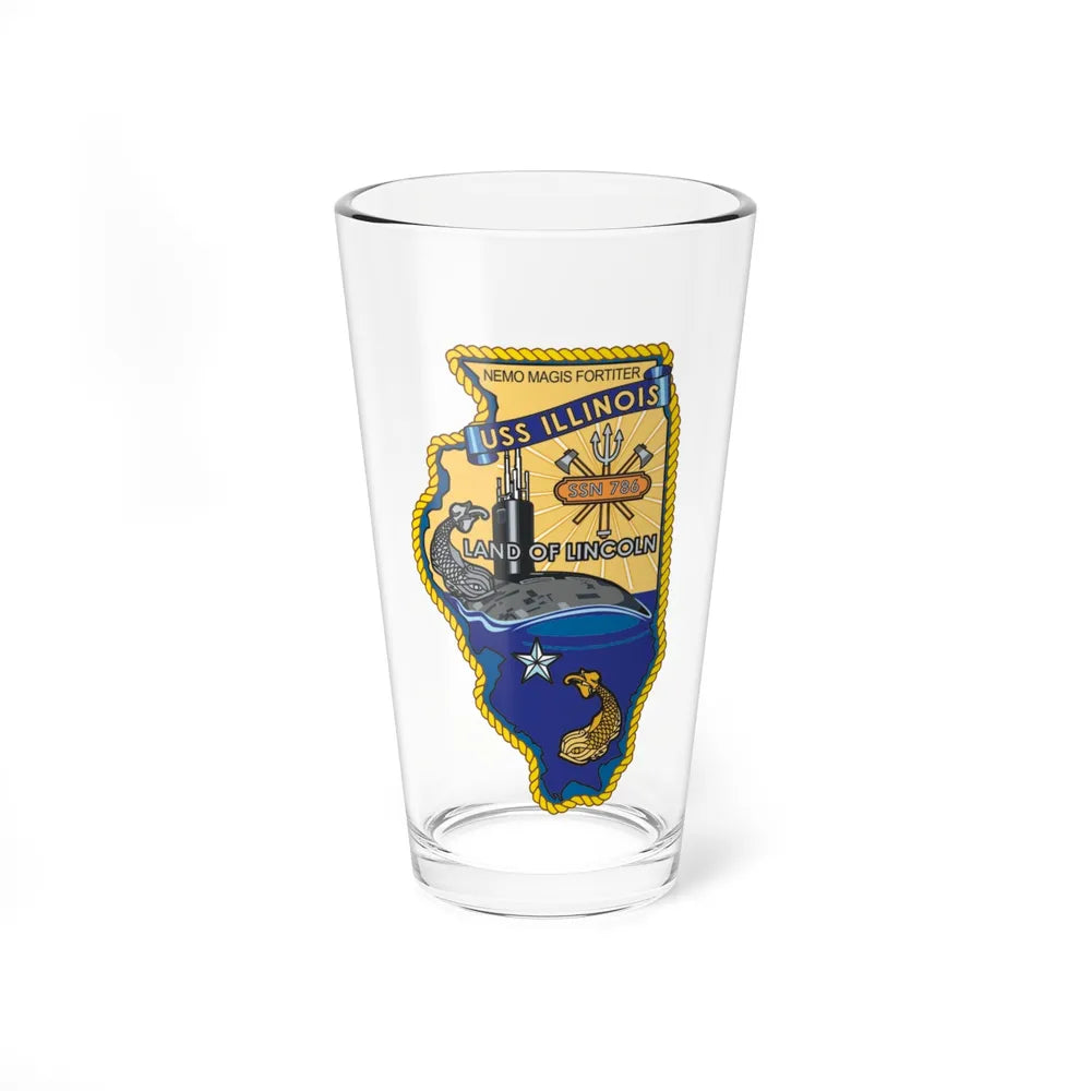 USS Illinois SSN 786 v2 (U.S. Navy) Pint Glass 16oz-16oz-Go Mug Yourself