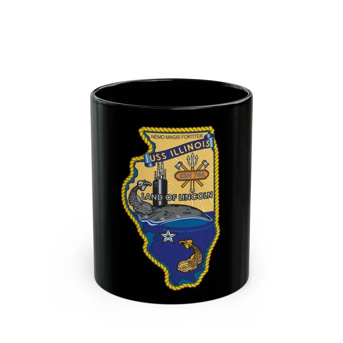 USS Illinois SSN 786 v2 (U.S. Navy) Black Coffee Mug 11oz - Go Mug Yourself