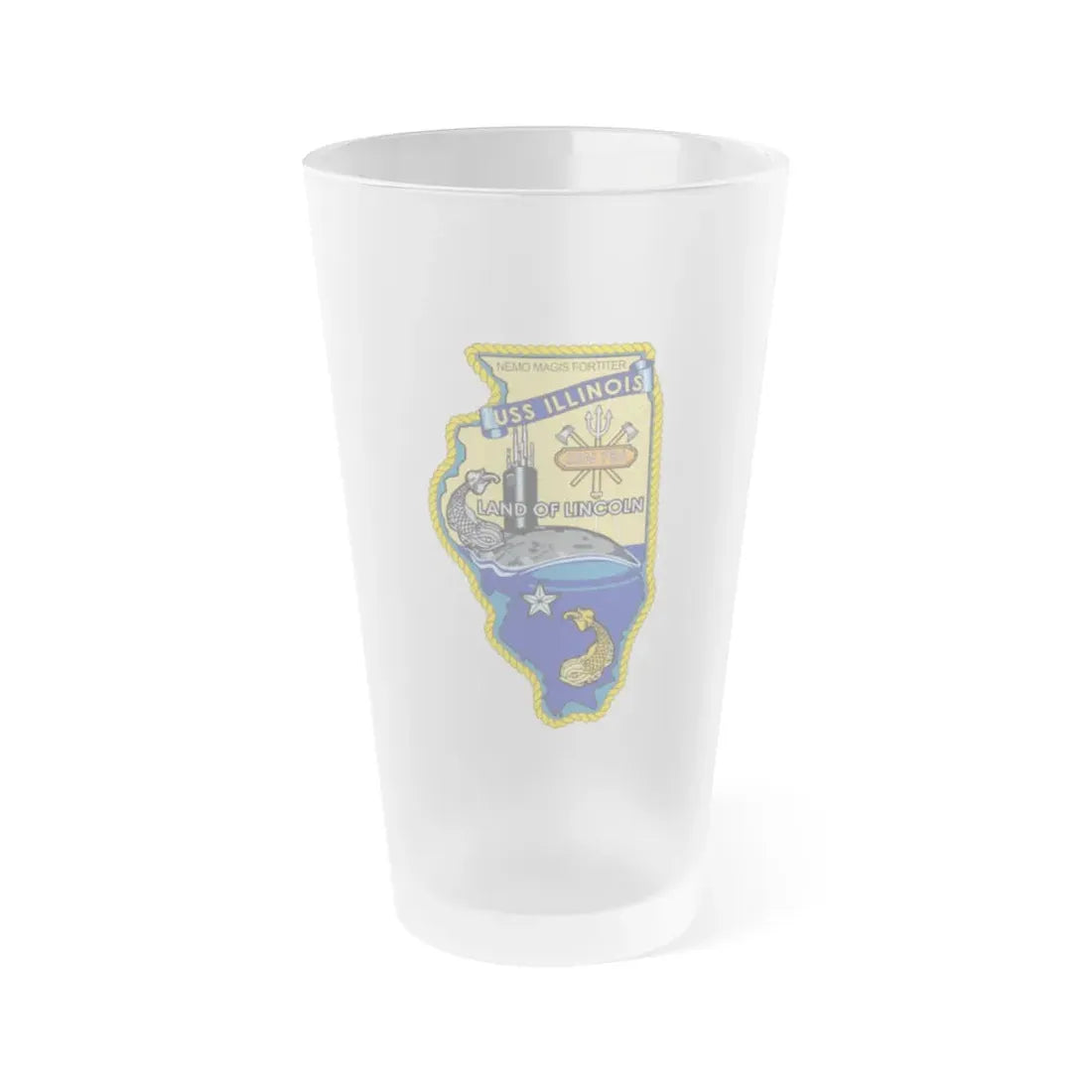 USS Illinois SSN 786 v2 (U.S. Navy) Frosted Pint Glass 16oz Default Title - Go Mug Yourself