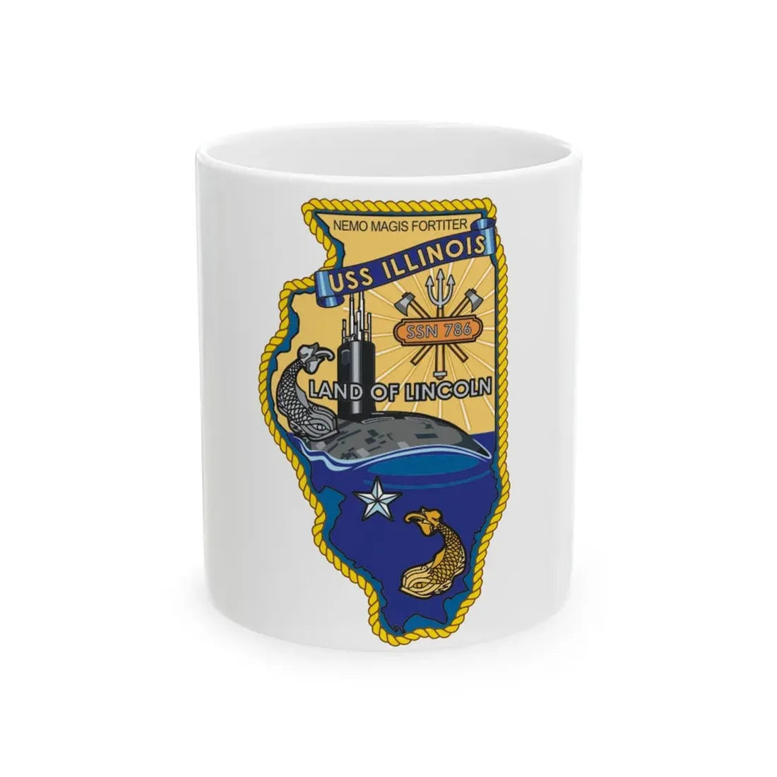 USS Illinois SSN 786 v2 (U.S. Navy) White Coffee Mug 11oz - Go Mug Yourself