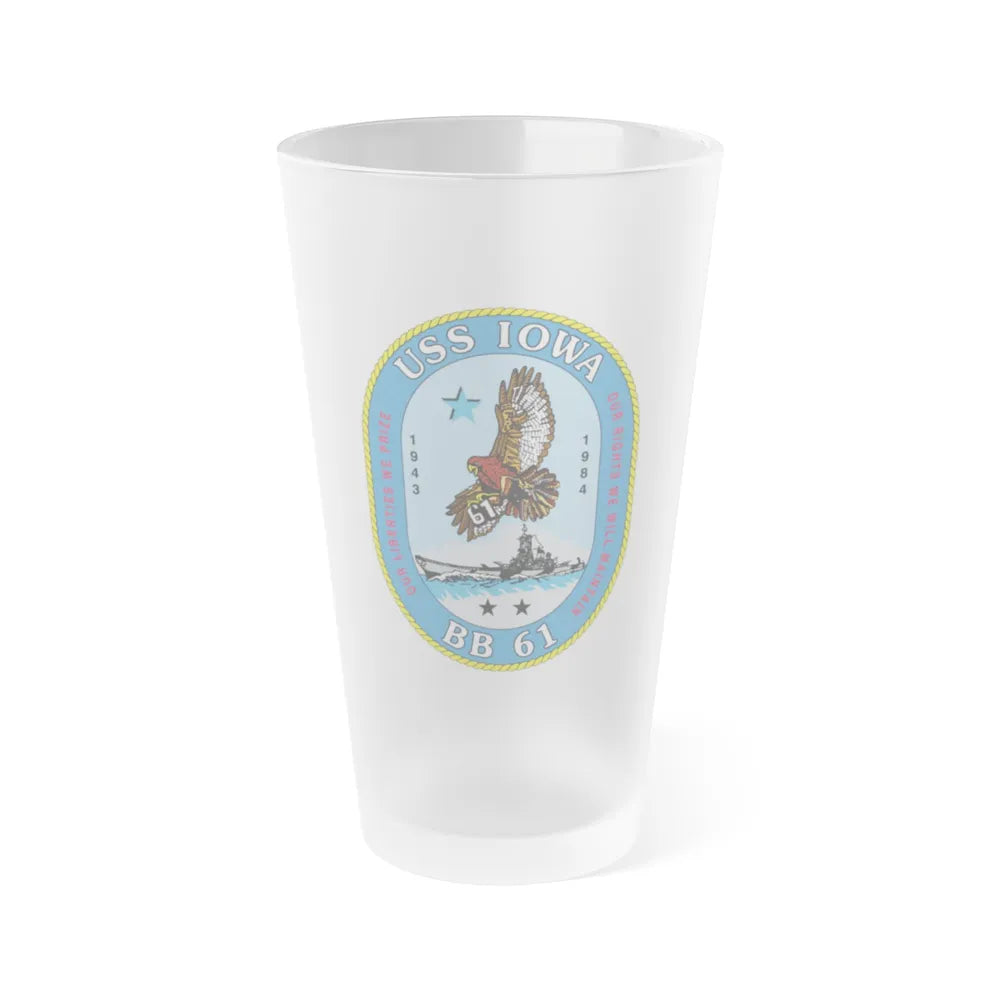 USS Iowa BB 61 (U.S. Navy) Frosted Pint Glass 16oz-Go Mug Yourself