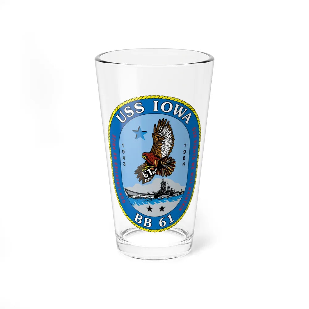 USS Iowa BB 61 (U.S. Navy) Pint Glass 16oz-16oz-Go Mug Yourself