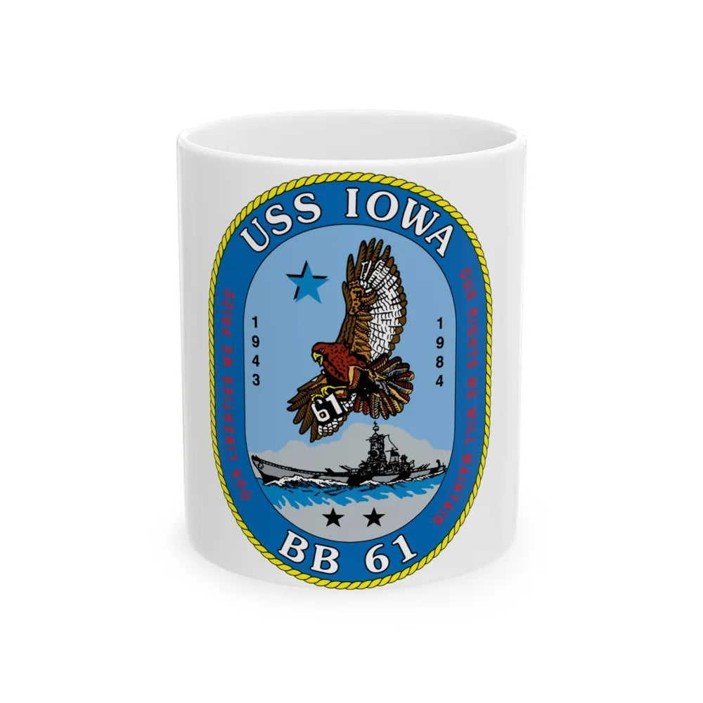 USS Iowa BB 61 (U.S. Navy) White Coffee Mug-11oz-Go Mug Yourself