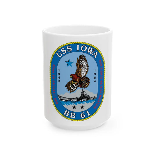 USS Iowa BB 61 (U.S. Navy) White Coffee Mug-15oz-Go Mug Yourself