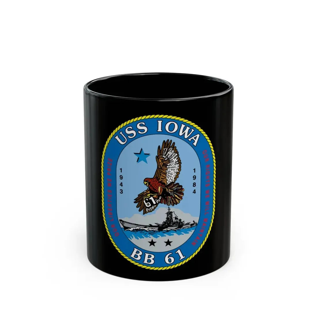 USS Iowa BB 61 (U.S. Navy) Black Coffee Mug 11oz - Go Mug Yourself