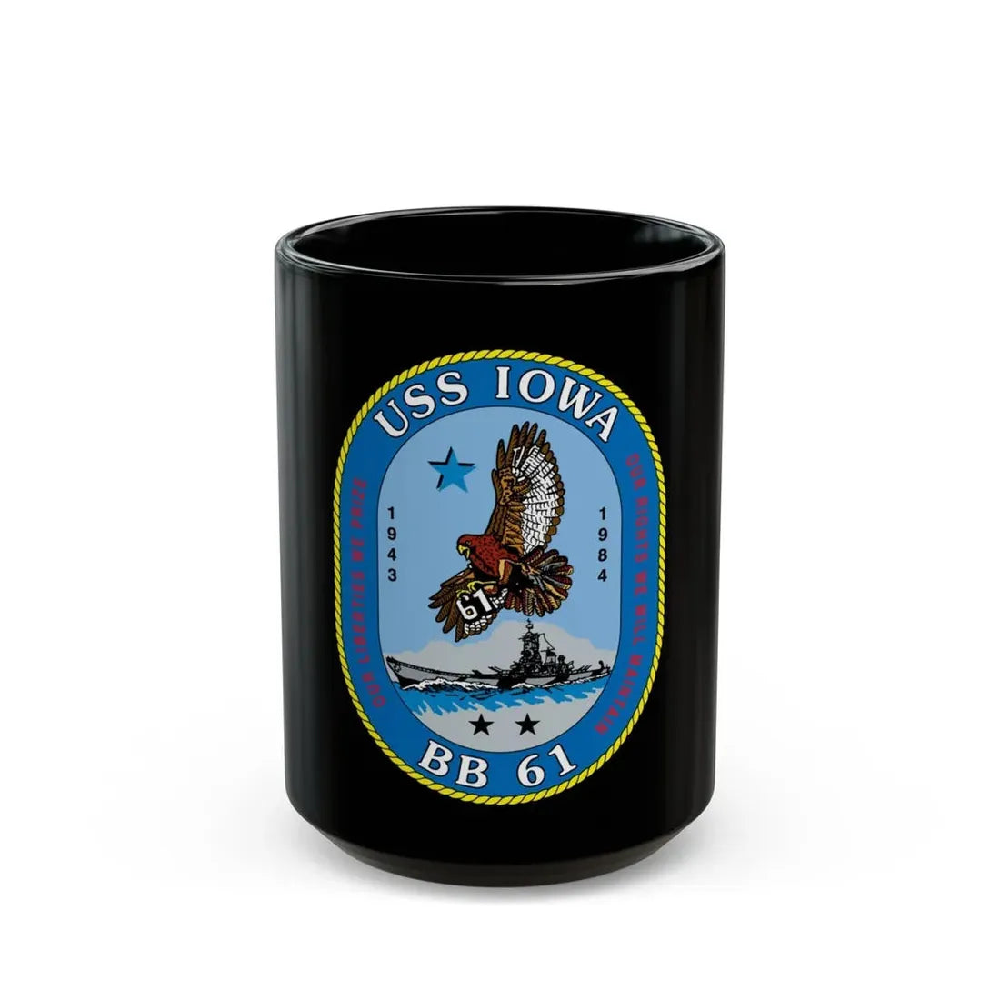 USS Iowa BB 61 (U.S. Navy) Black Coffee Mug 15oz - Go Mug Yourself