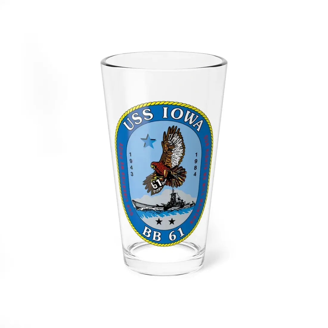 USS Iowa BB 61 (U.S. Navy) Pint Glass 16oz 16oz - Go Mug Yourself
