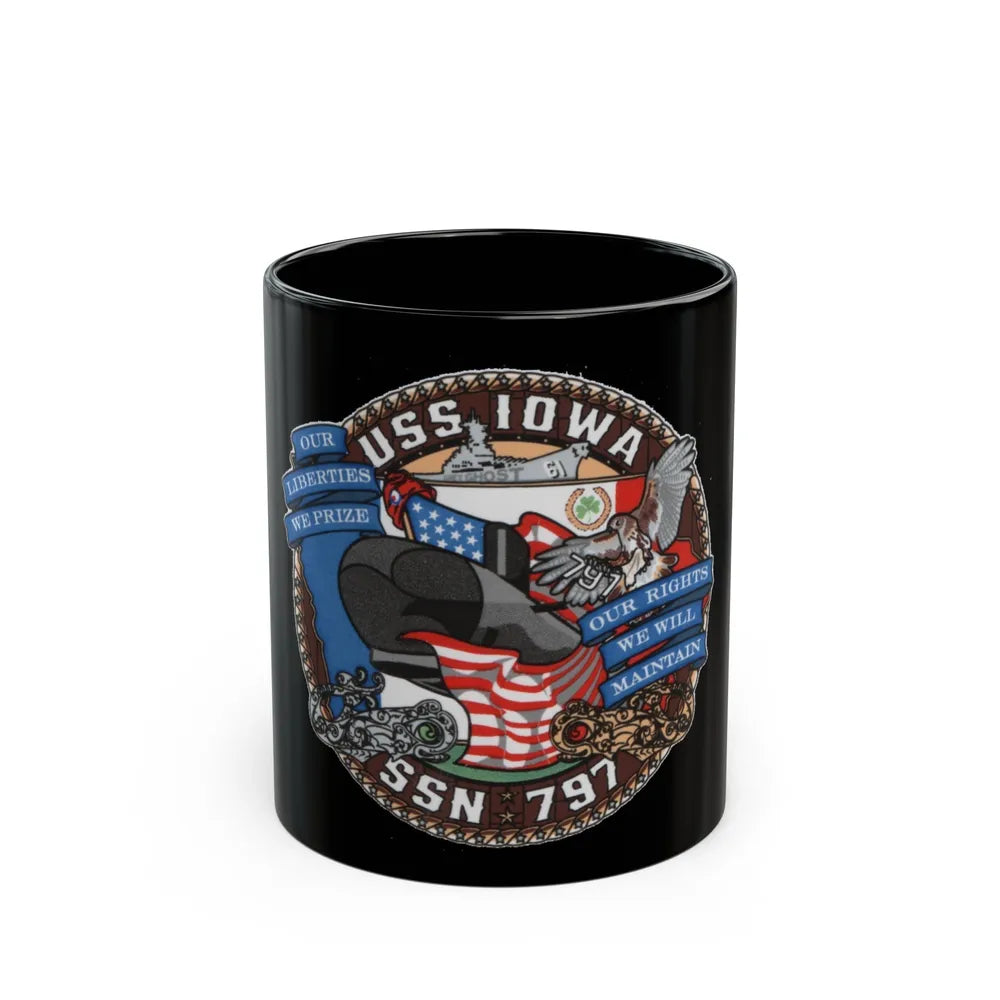 USS IOWA SSN 797 (U.S. Navy) Black Coffee Mug-11oz-Go Mug Yourself