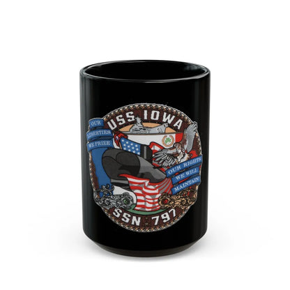 USS IOWA SSN 797 (U.S. Navy) Black Coffee Mug-15oz-Go Mug Yourself