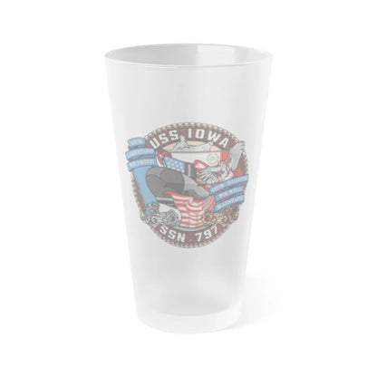 USS IOWA SSN 797 (U.S. Navy) Frosted Pint Glass 16oz-Go Mug Yourself