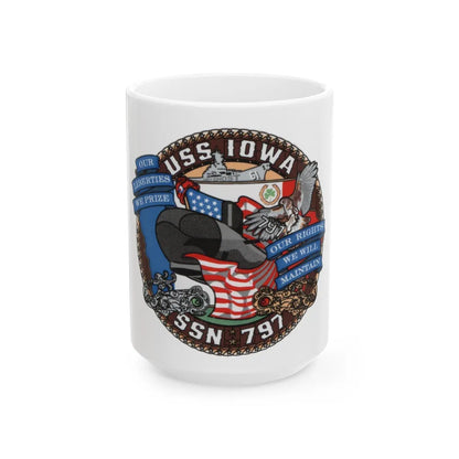 USS IOWA SSN 797 (U.S. Navy) White Coffee Mug-15oz-Go Mug Yourself