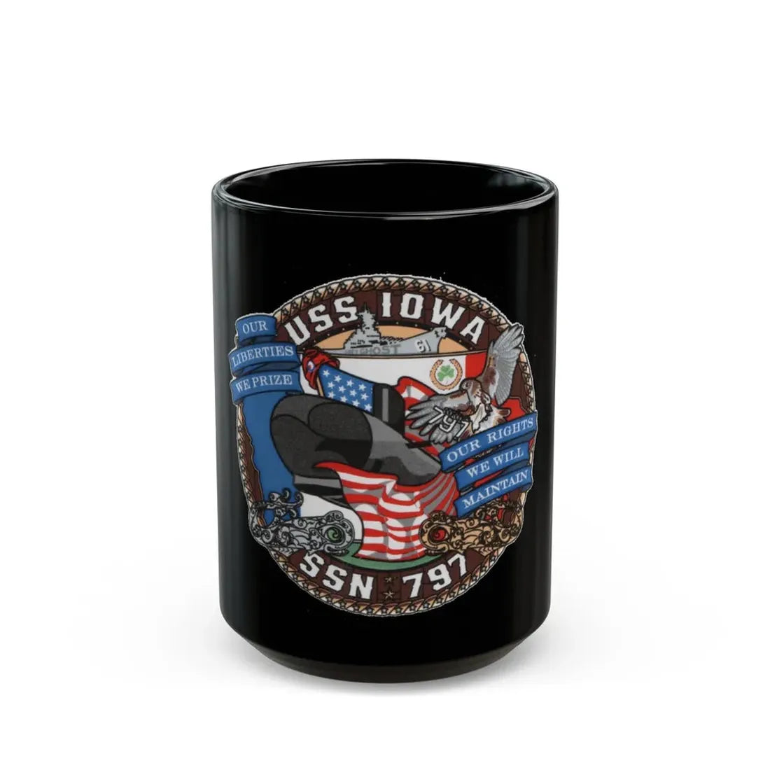 USS IOWA SSN 797 (U.S. Navy) Black Coffee Mug 15oz - Go Mug Yourself