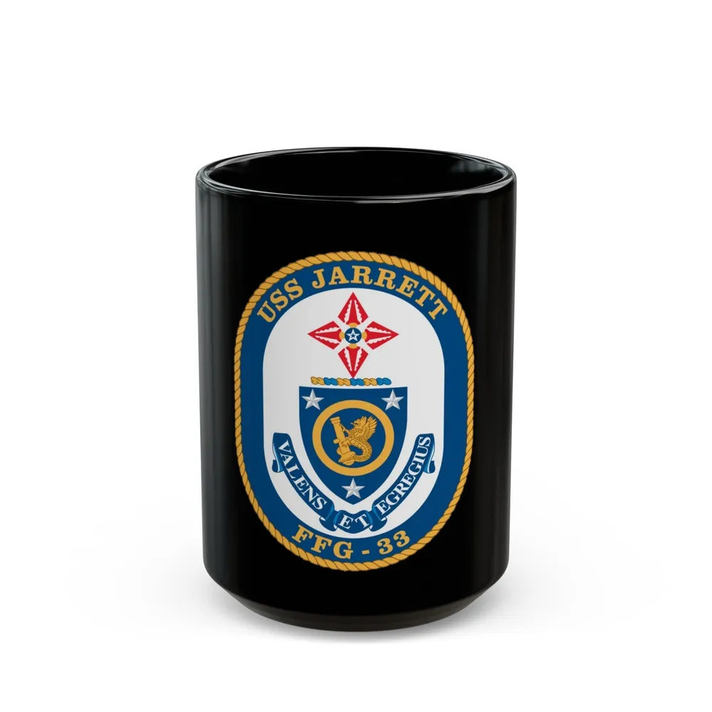 USS Jarrett FFG 33 (U.S. Navy) Black Coffee Mug-15oz-Go Mug Yourself