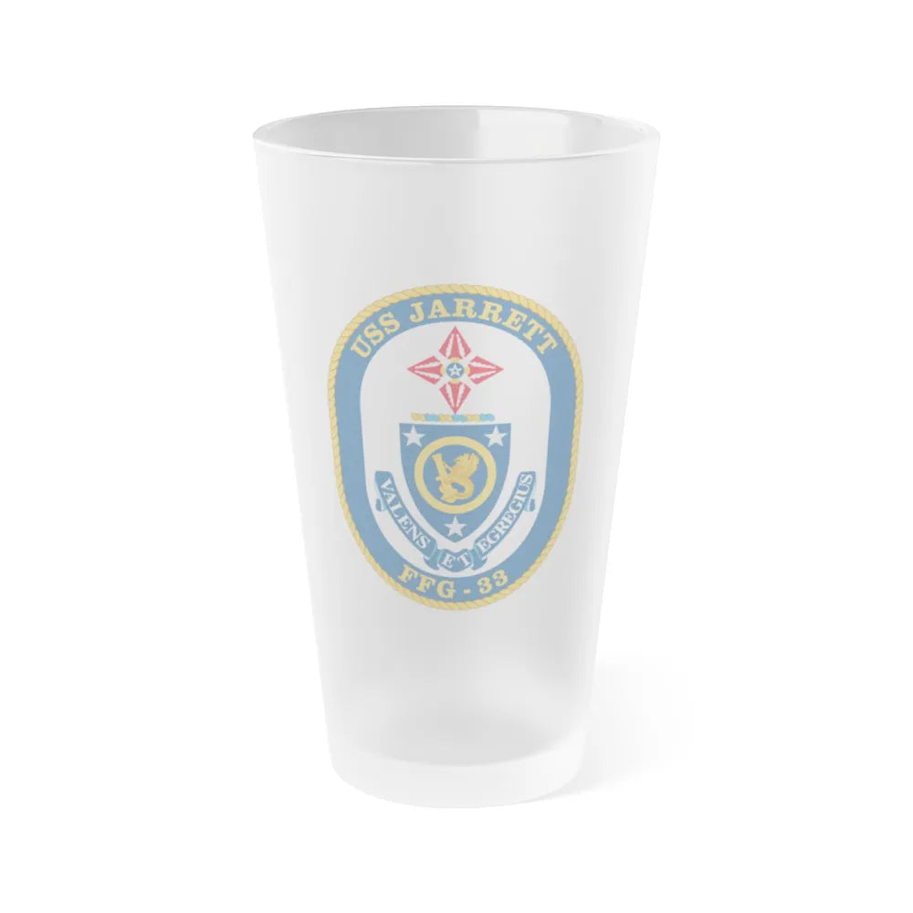 USS Jarrett FFG 33 (U.S. Navy) Frosted Pint Glass 16oz-Go Mug Yourself