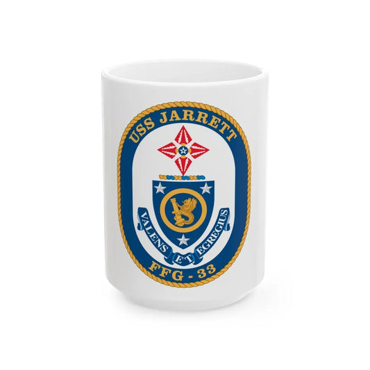 USS Jarrett FFG 33 (U.S. Navy) White Coffee Mug-15oz-Go Mug Yourself