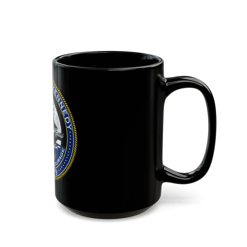 USS JOHN F KENNEDY CVN 79 (U.S. Navy) Black Coffee Mug-Go Mug Yourself