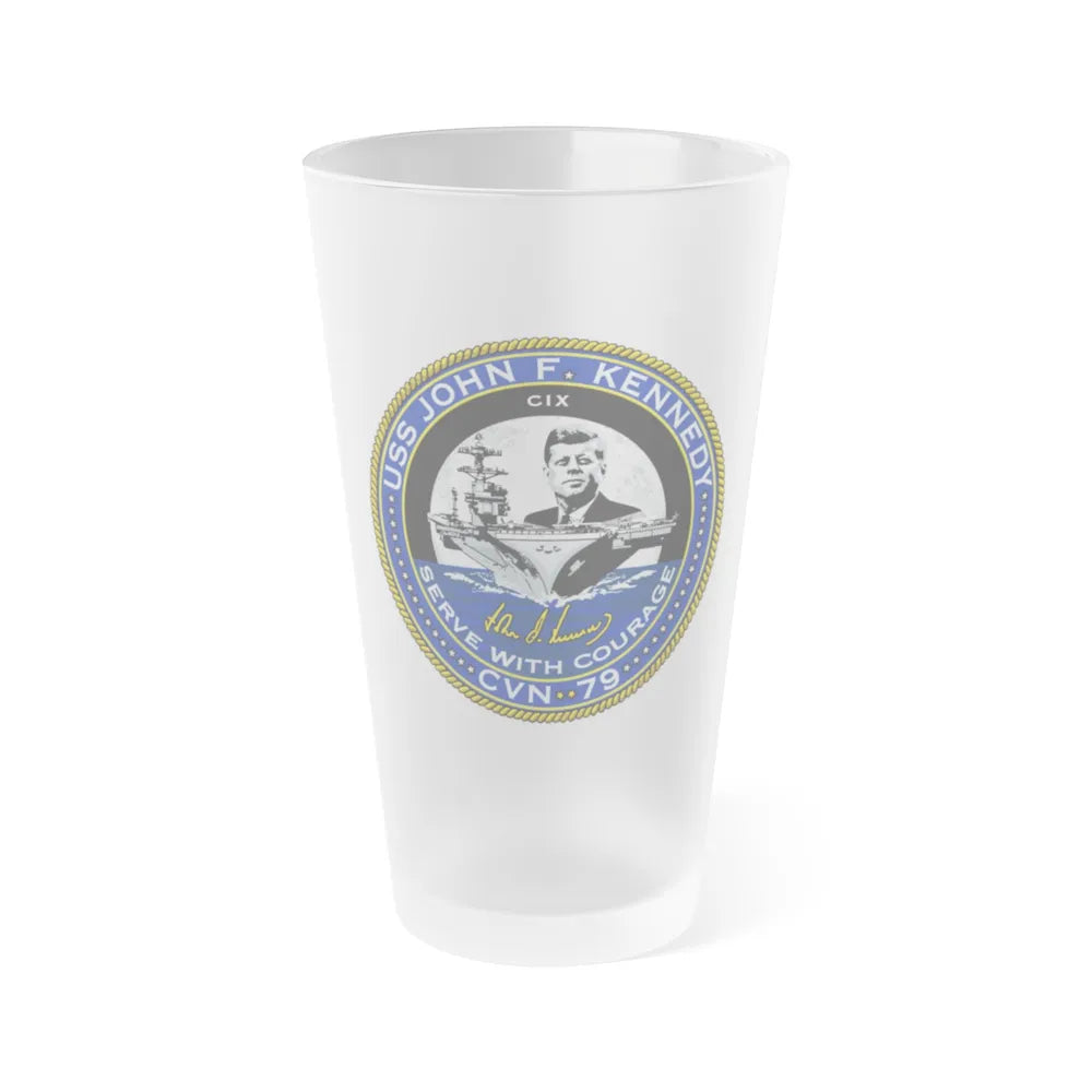 USS JOHN F KENNEDY CVN 79 (U.S. Navy) Frosted Pint Glass 16oz-Go Mug Yourself