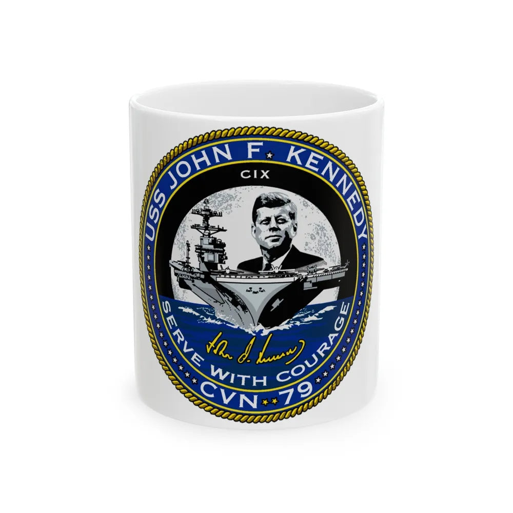 USS JOHN F KENNEDY CVN 79 (U.S. Navy) White Coffee Mug-11oz-Go Mug Yourself