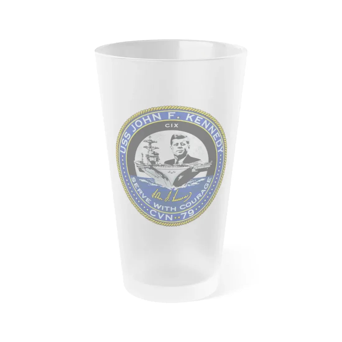 USS JOHN F KENNEDY CVN 79 (U.S. Navy) Frosted Pint Glass 16oz Default Title - Go Mug Yourself