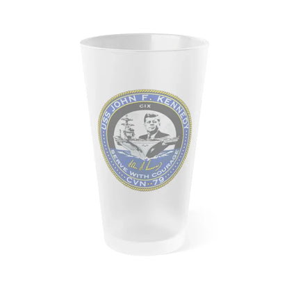 USS JOHN F KENNEDY CVN 79 (U.S. Navy) Frosted Pint Glass 16oz Default Title - Go Mug Yourself