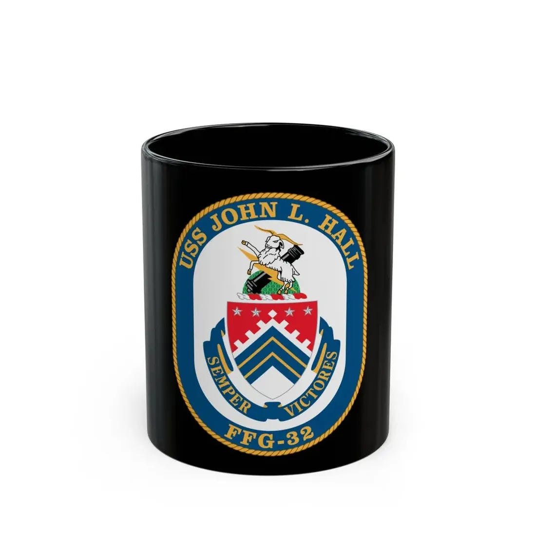 USS John L Hall FFG 32 (U.S. Navy) Black Coffee Mug 11oz - Go Mug Yourself