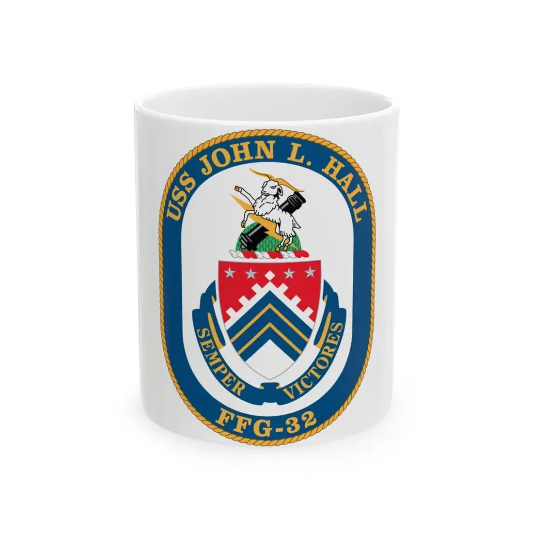 USS John L Hall FFG 32 (U.S. Navy) White Coffee Mug 11oz - Go Mug Yourself
