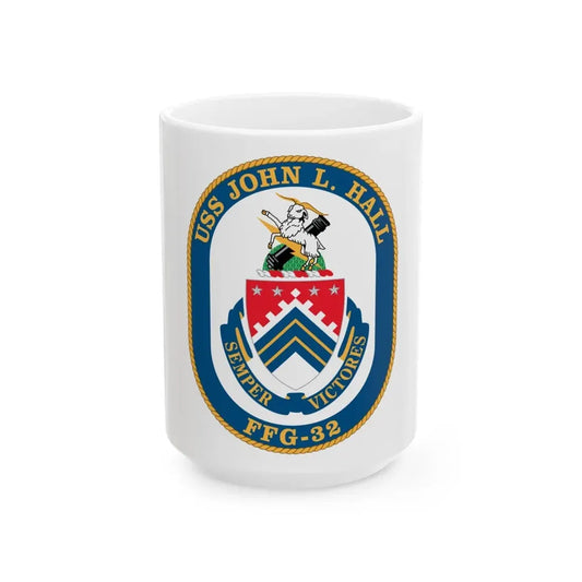 USS John L Hall FFG 32 (U.S. Navy) White Coffee Mug 15oz - Go Mug Yourself